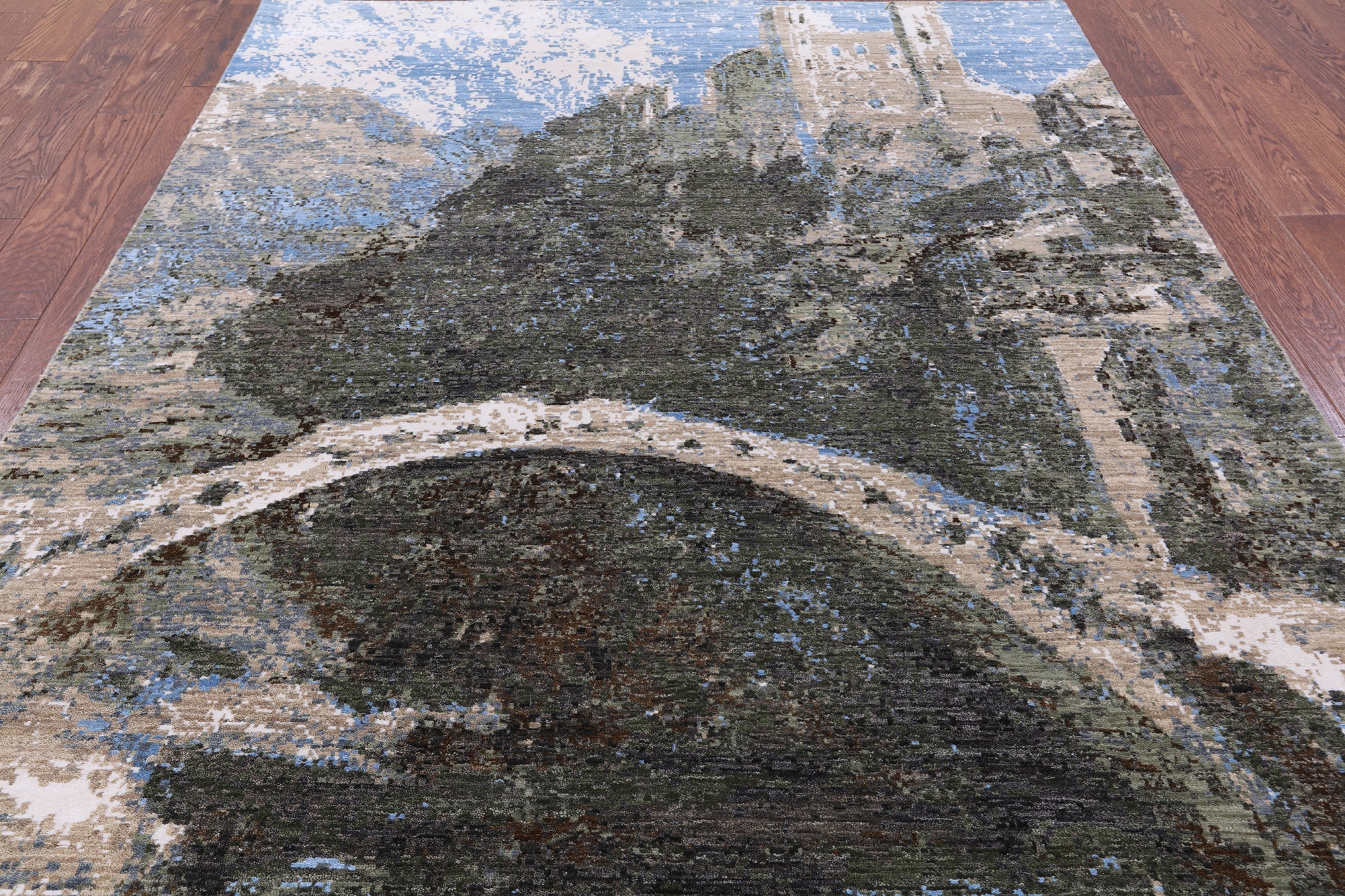 Castle View Design Modern Hand Knotted Wool & Silk Rug - 6' 0" X 9' 2" - Golden Nile