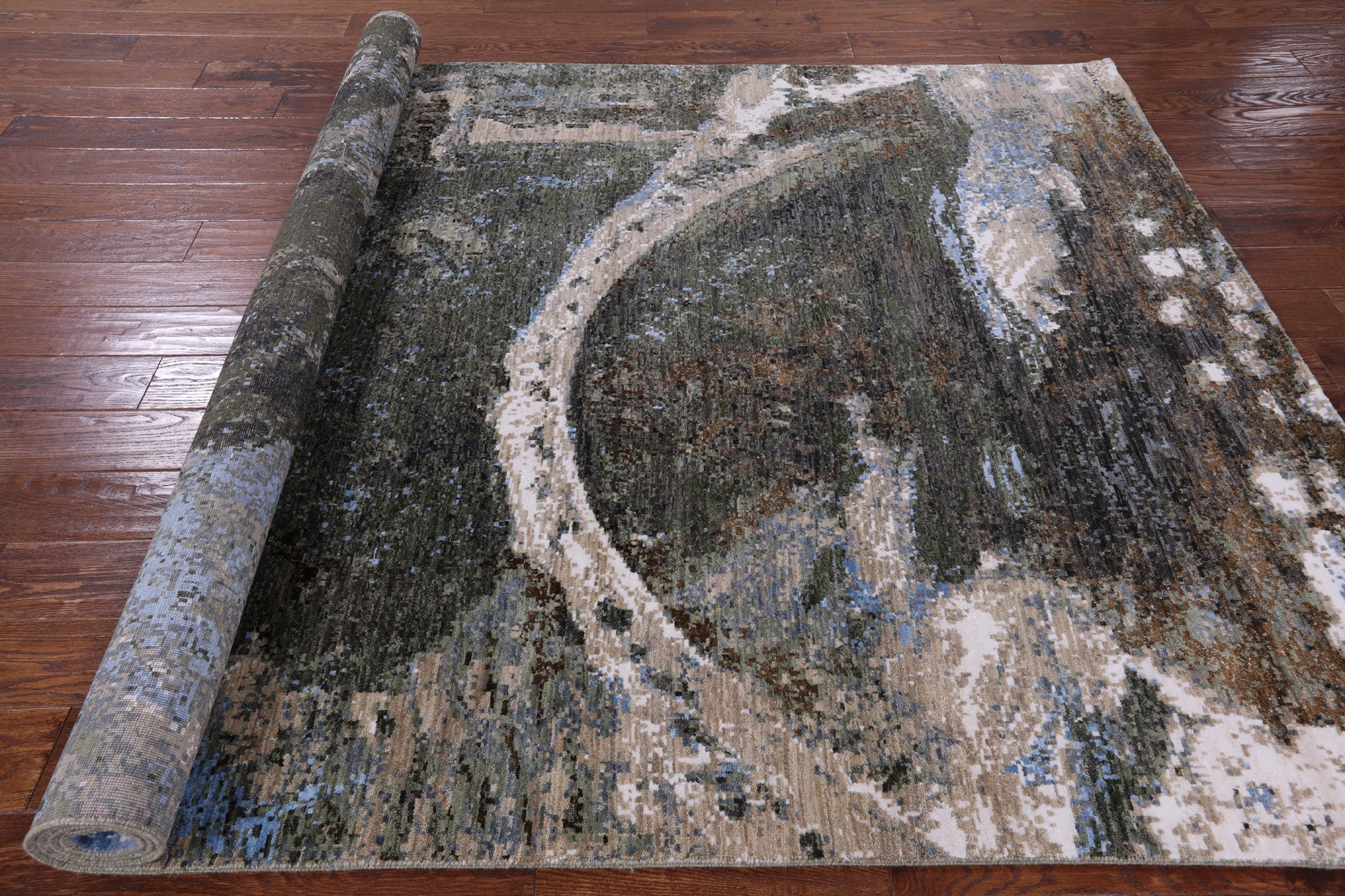 Castle View Design Modern Hand Knotted Wool & Silk Rug - 6' 0" X 9' 2" - Golden Nile