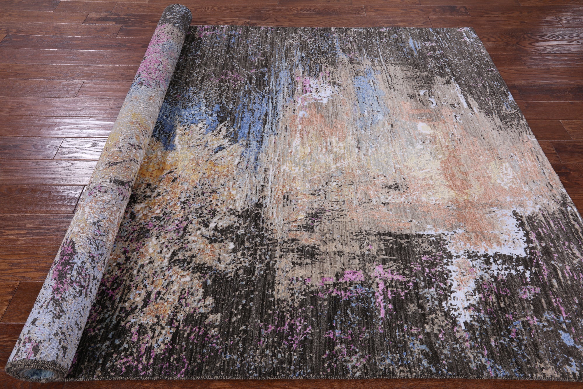 Modern Handmade Wool & Silk Rug - 5' 11" X 9' 2" - Golden Nile