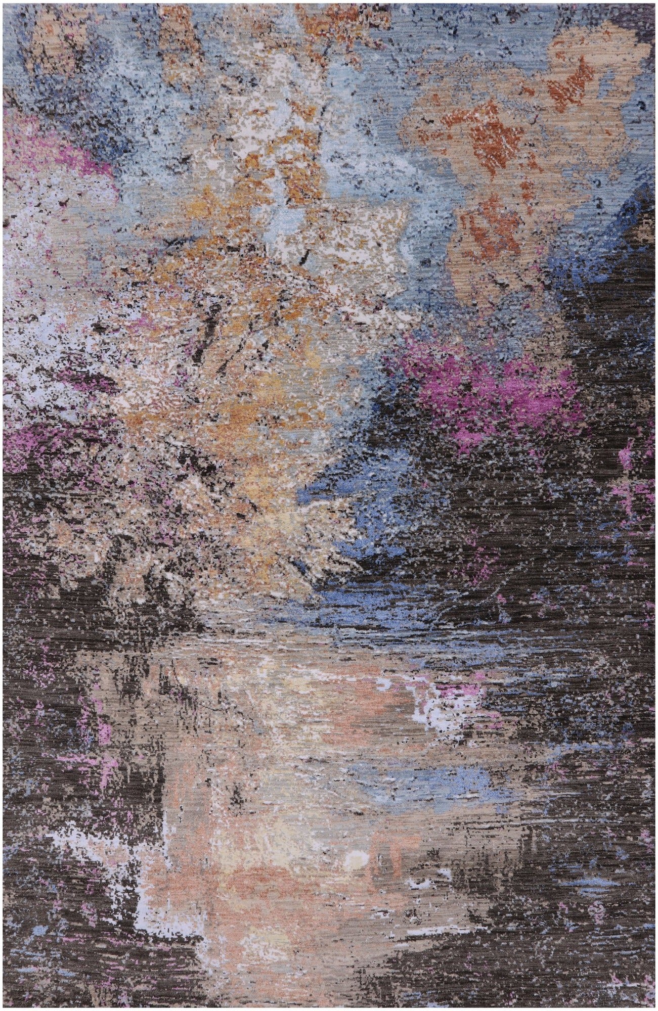 Modern Handmade Wool & Silk Rug - 5' 11" X 9' 2" - Golden Nile