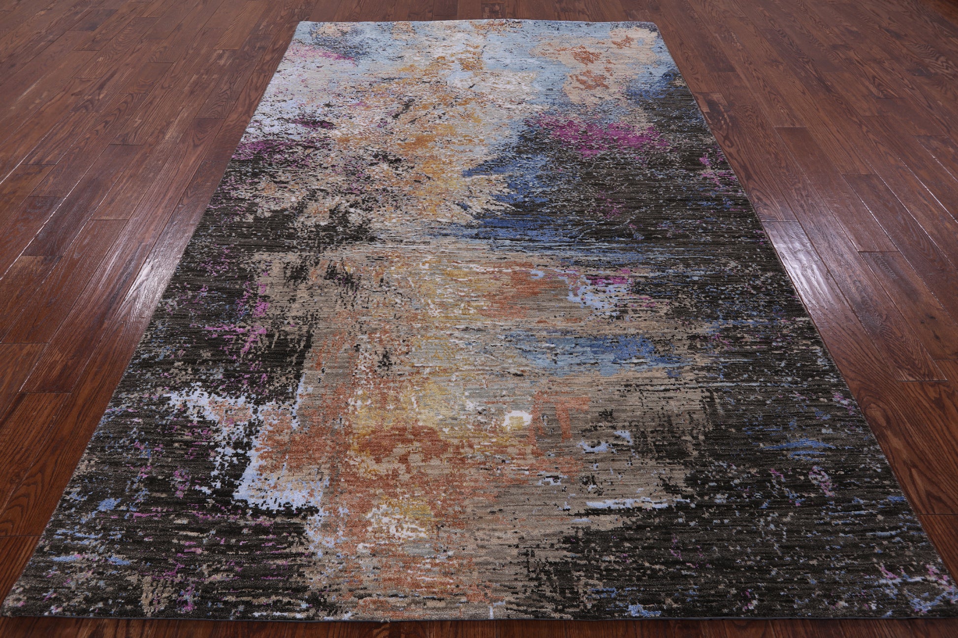 Modern Handmade Wool & Silk Rug - 5' 11" X 9' 2" - Golden Nile