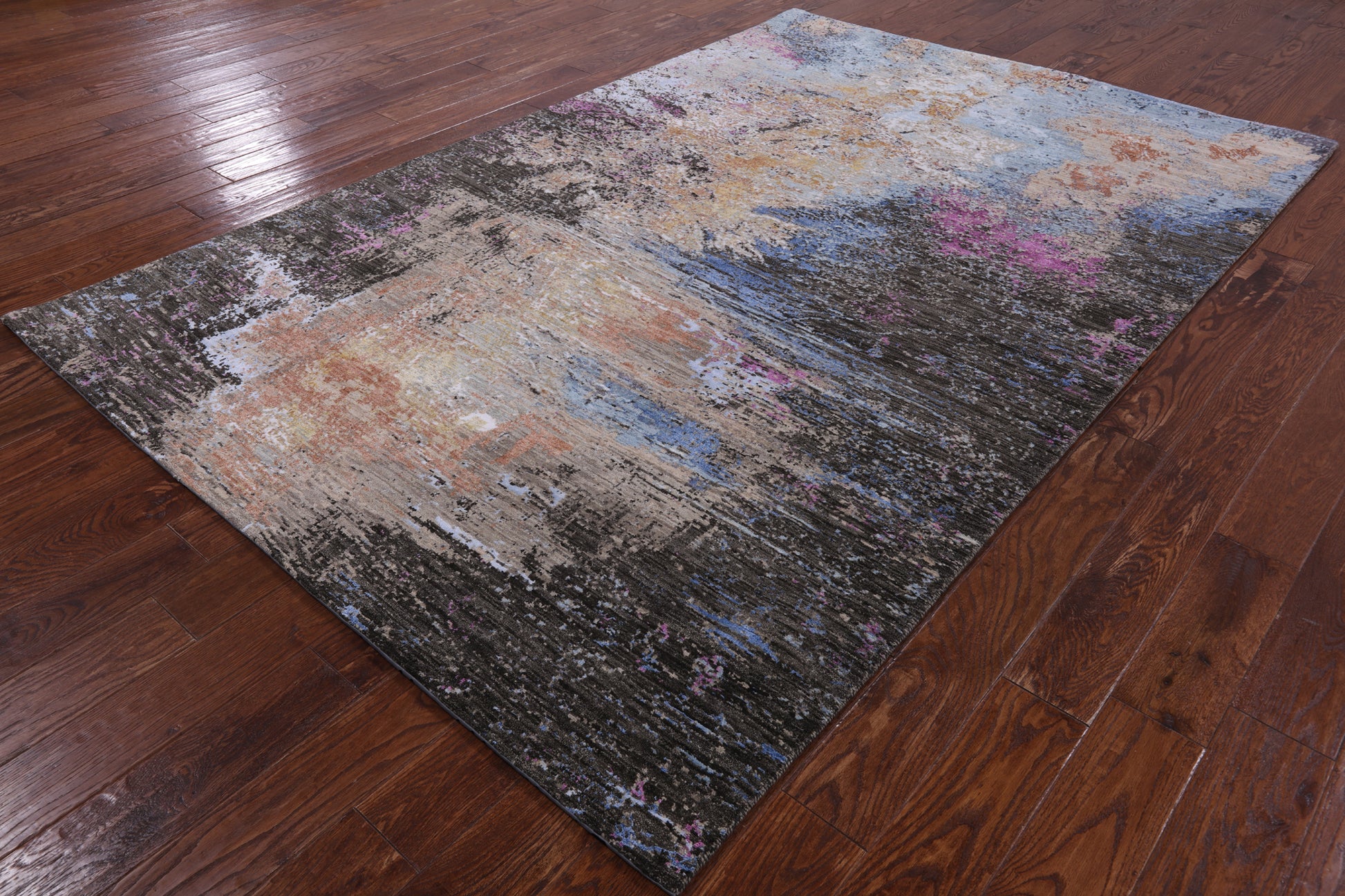 Modern Handmade Wool & Silk Rug - 5' 11" X 9' 2" - Golden Nile