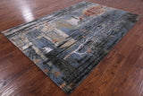 Urban Design Modern Hand Knotted Wool & Silk Rug - 6' 1" X 9' 1" - Golden Nile