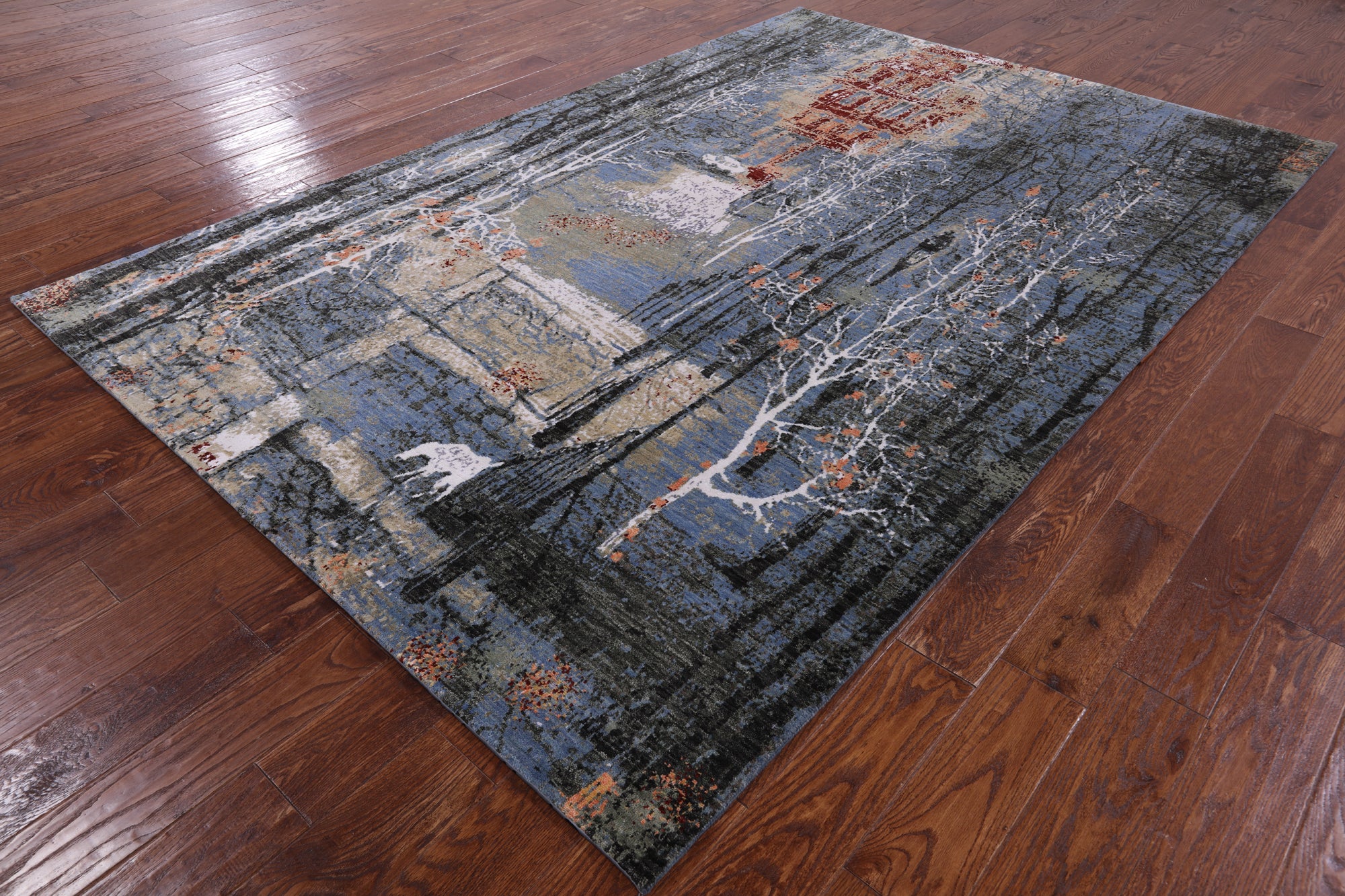 Urban Design Modern Hand Knotted Wool & Silk Rug - 6' 1" X 9' 1" - Golden Nile