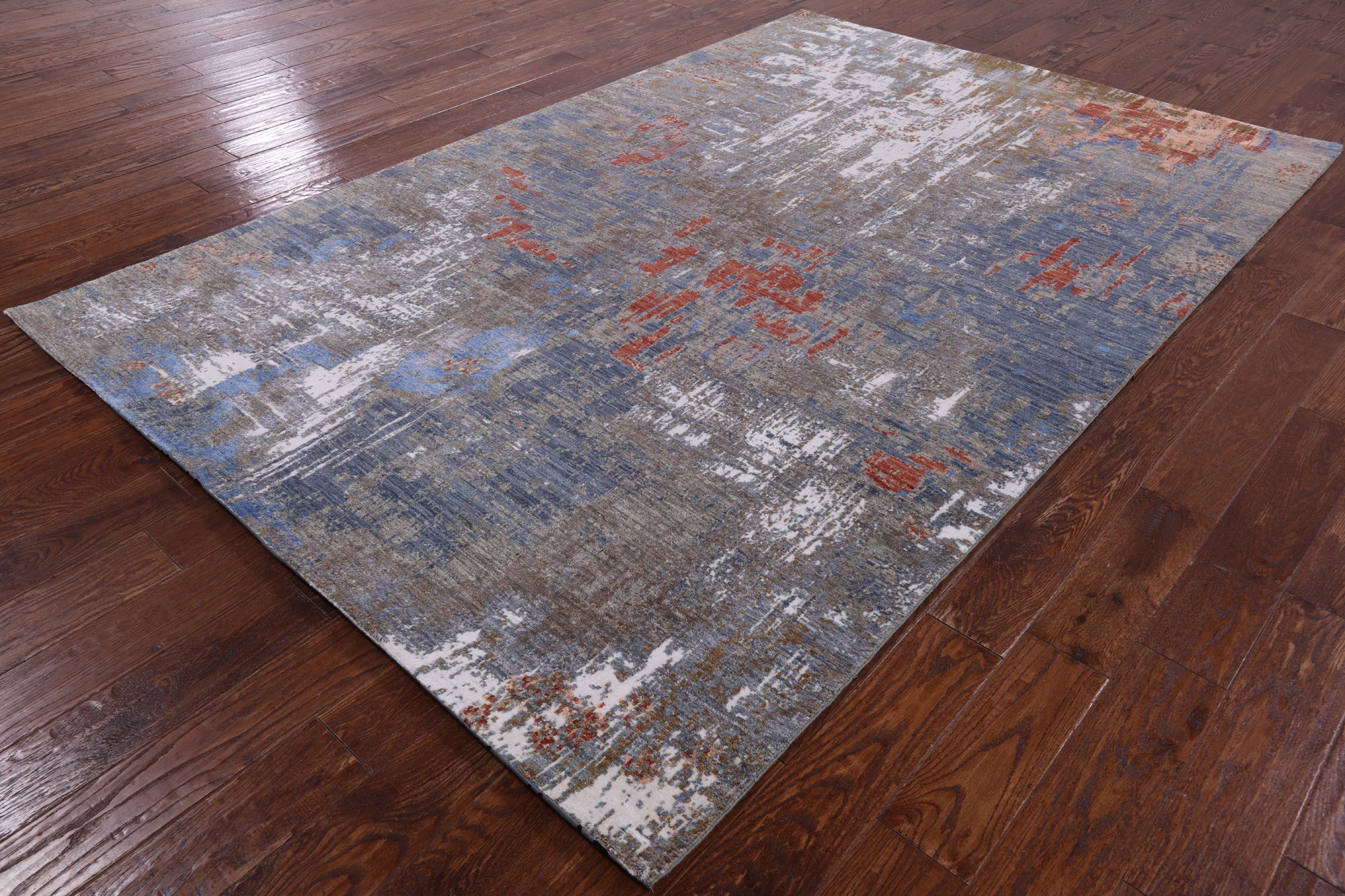 Contemporary Hand Knotted Wool & Silk Rug - 6' 0" X 9' 2" - Golden Nile