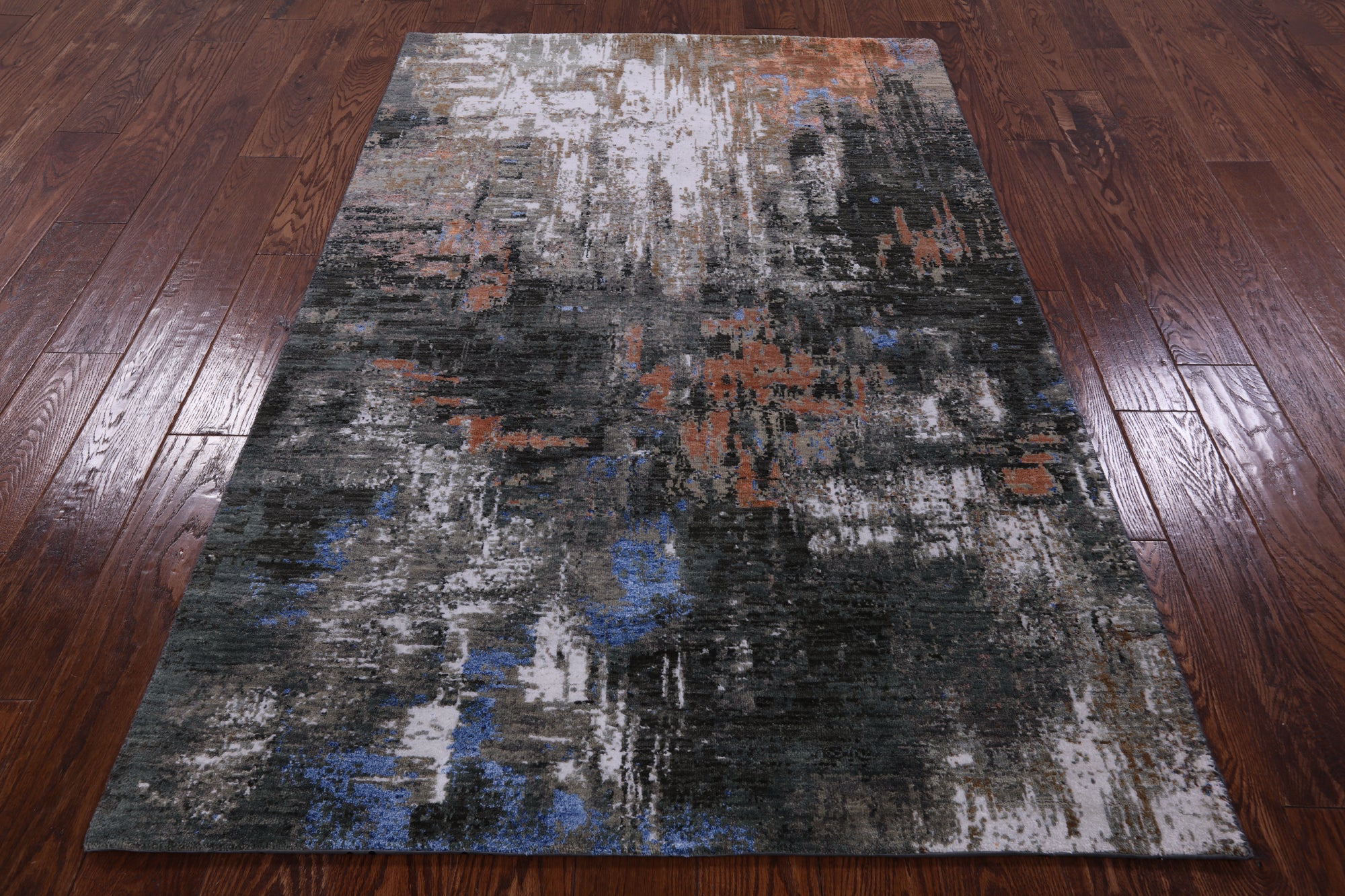 Modern Handmade Wool & Silk Rug - 4' 1" X 6' 2" - Golden Nile