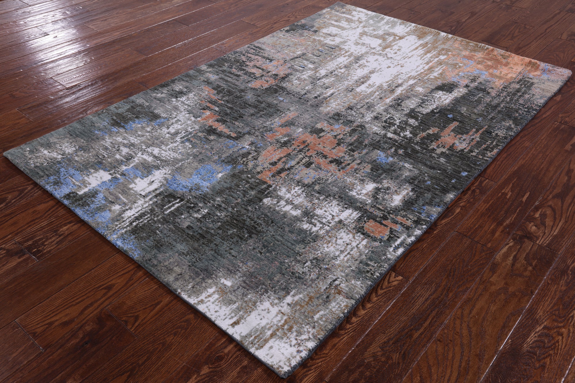 Modern Handmade Wool & Silk Rug - 4' 1" X 6' 2" - Golden Nile