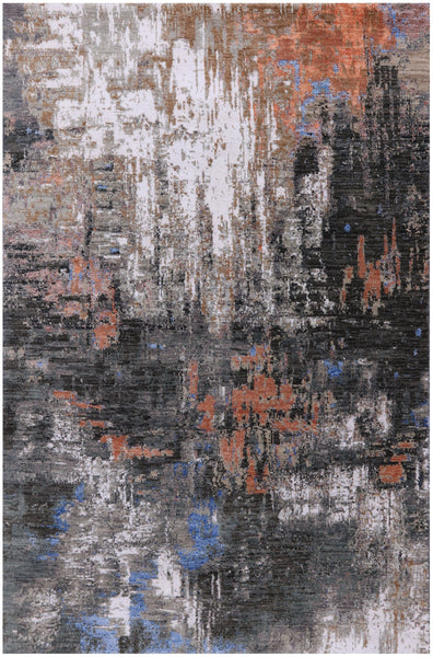 Modern Handmade Wool & Silk Rug - 4' 1" X 6' 2" - Golden Nile