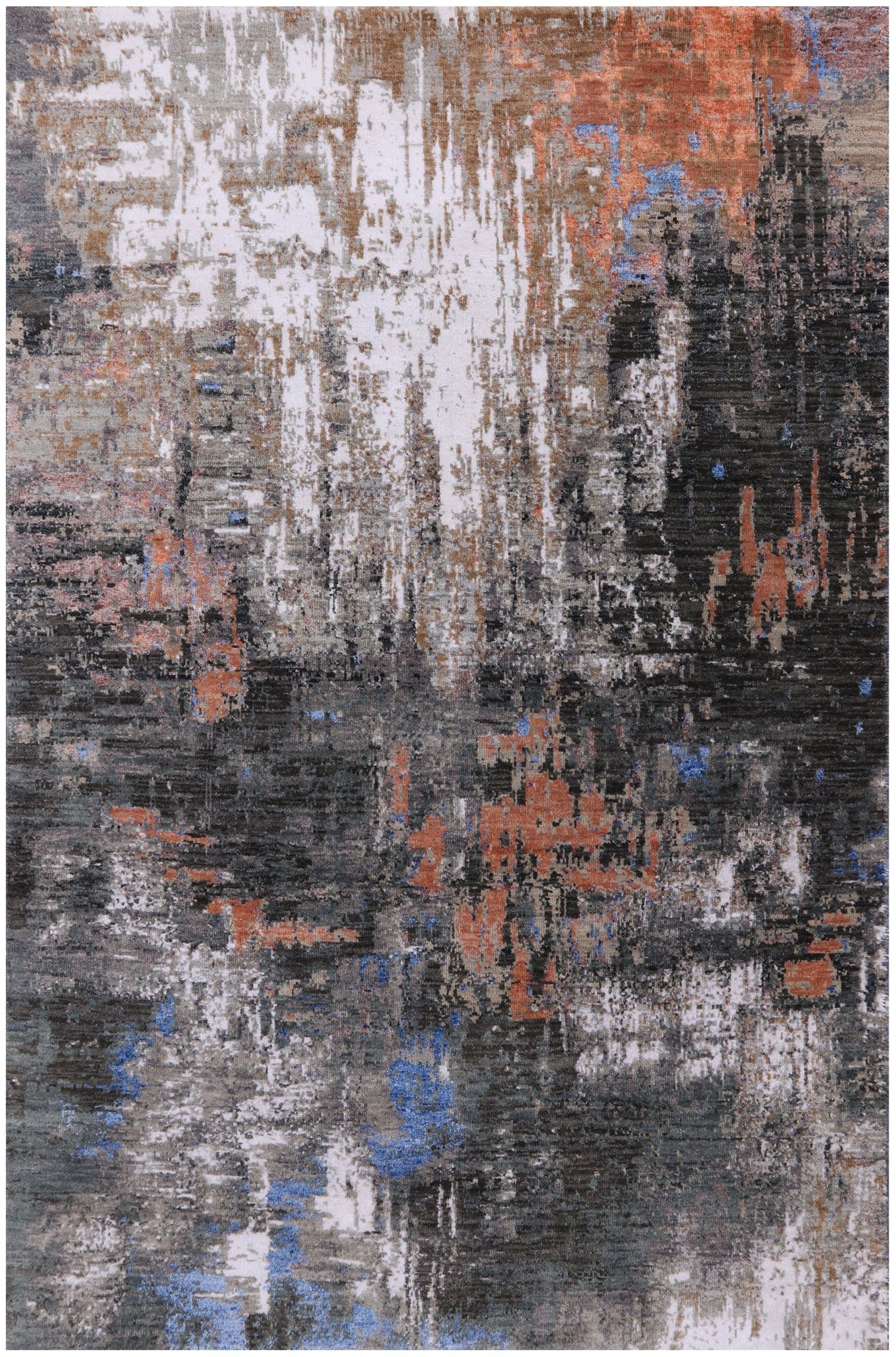 Modern Handmade Wool & Silk Rug - 4' 1" X 6' 2" - Golden Nile