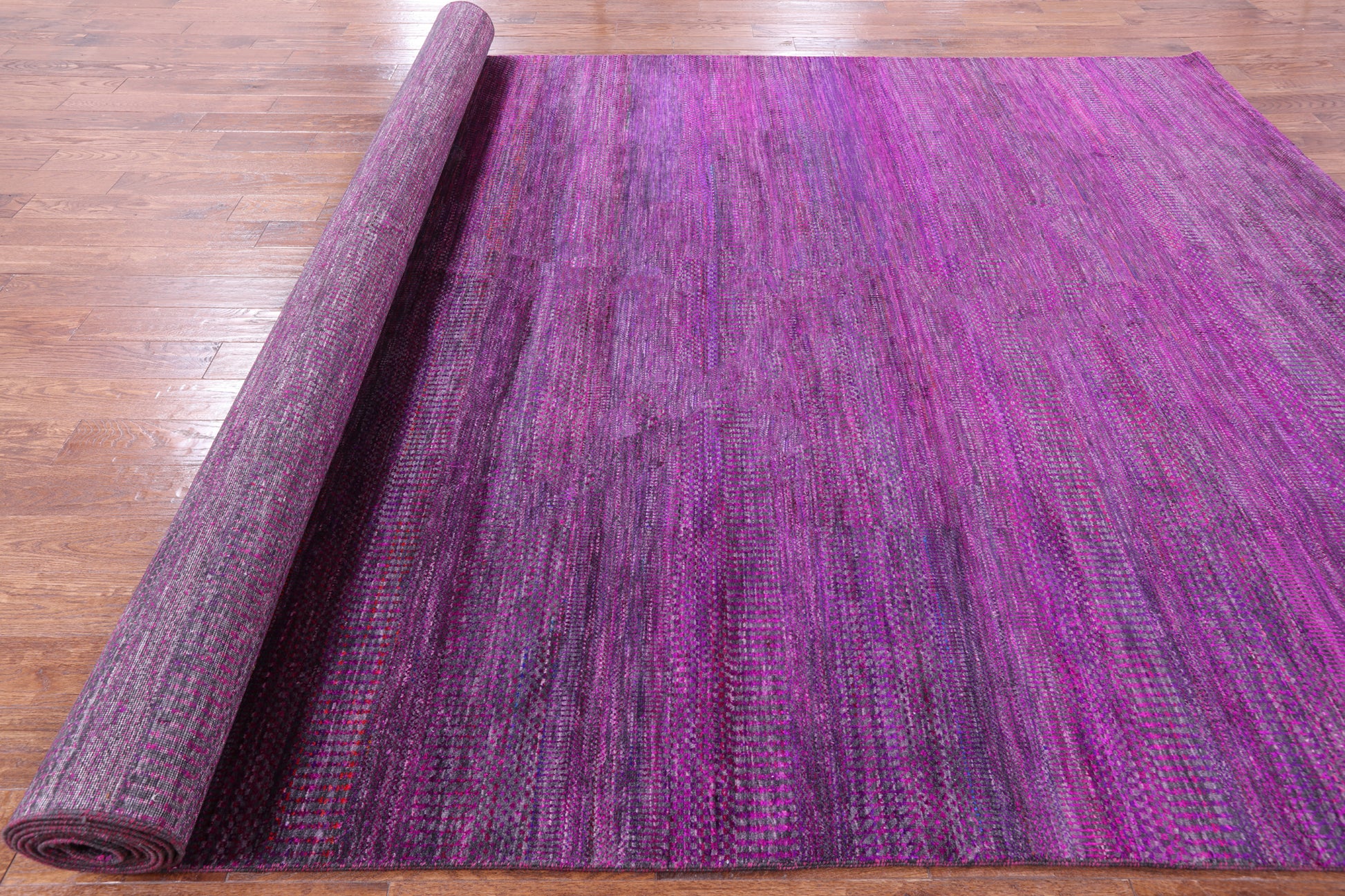 Purple Savannah Grass Hand Knotted Wool & Silk Rug - 8' 11" X 18' 3" - Golden Nile