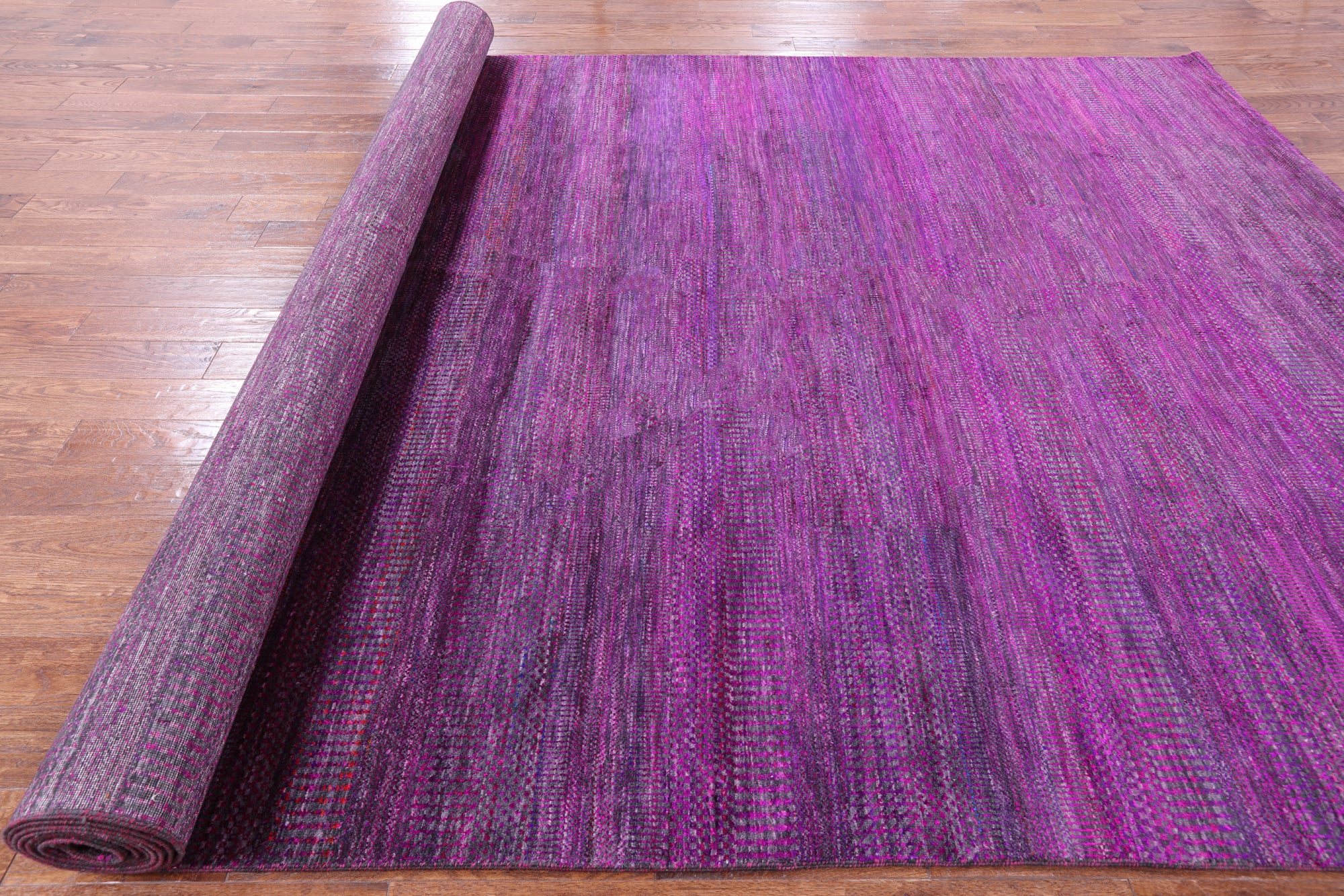 Purple Savannah Grass Hand Knotted Wool & Silk Rug - 8' 11" X 18' 3" - Golden Nile