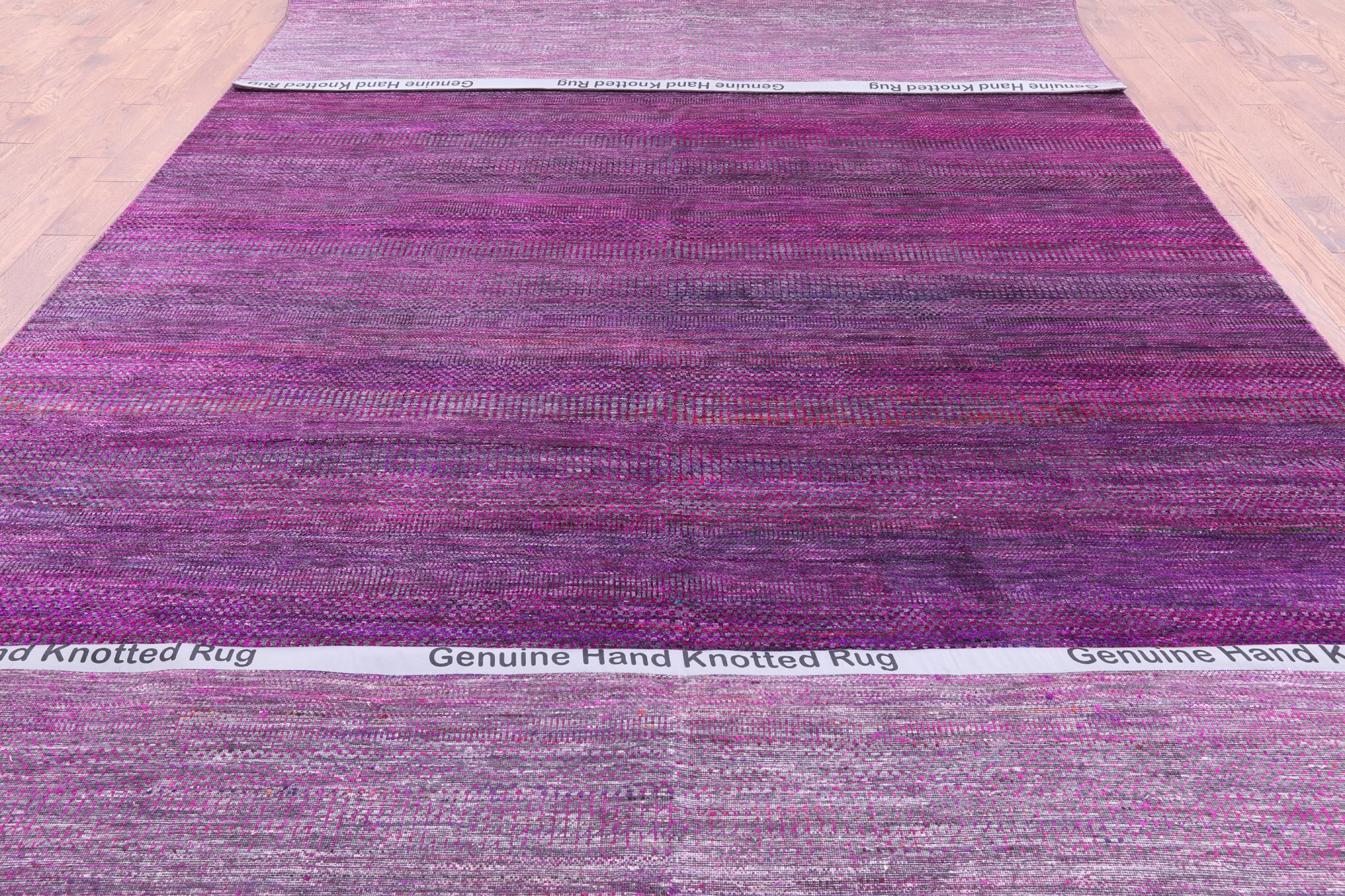 Purple Savannah Grass Hand Knotted Wool & Silk Rug - 8' 11" X 18' 3" - Golden Nile