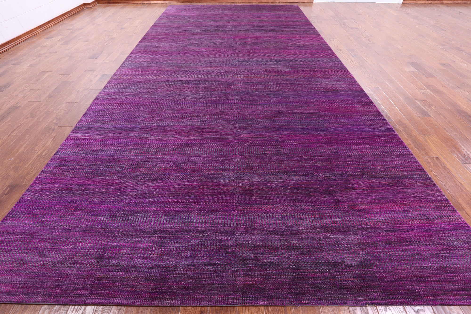 Purple Savannah Grass Hand Knotted Wool & Silk Rug - 8' 11" X 18' 3" - Golden Nile