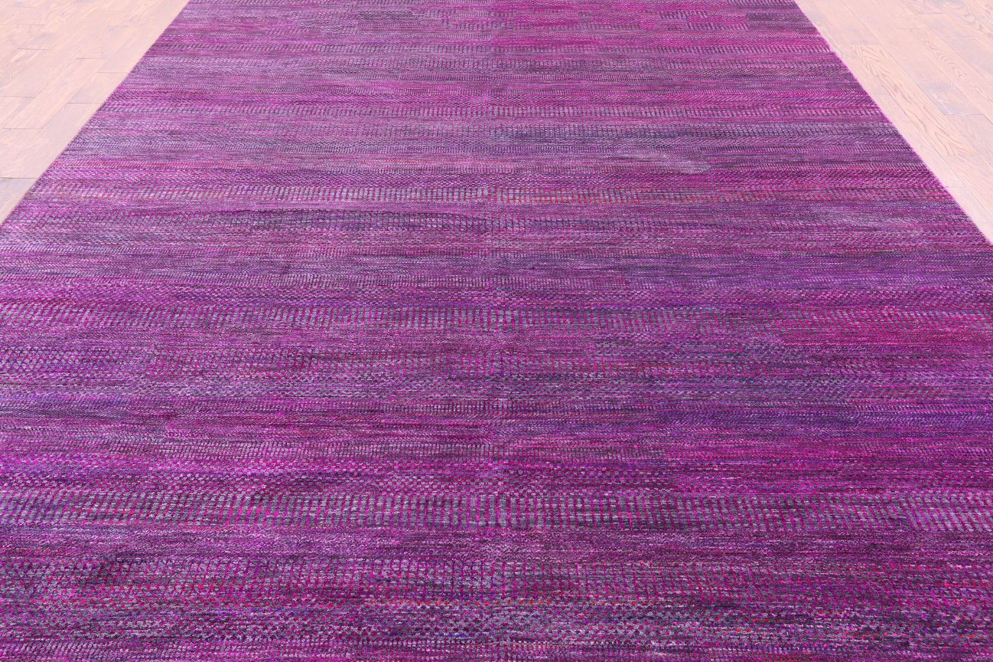 Purple Savannah Grass Hand Knotted Wool & Silk Rug - 8' 11" X 18' 3" - Golden Nile