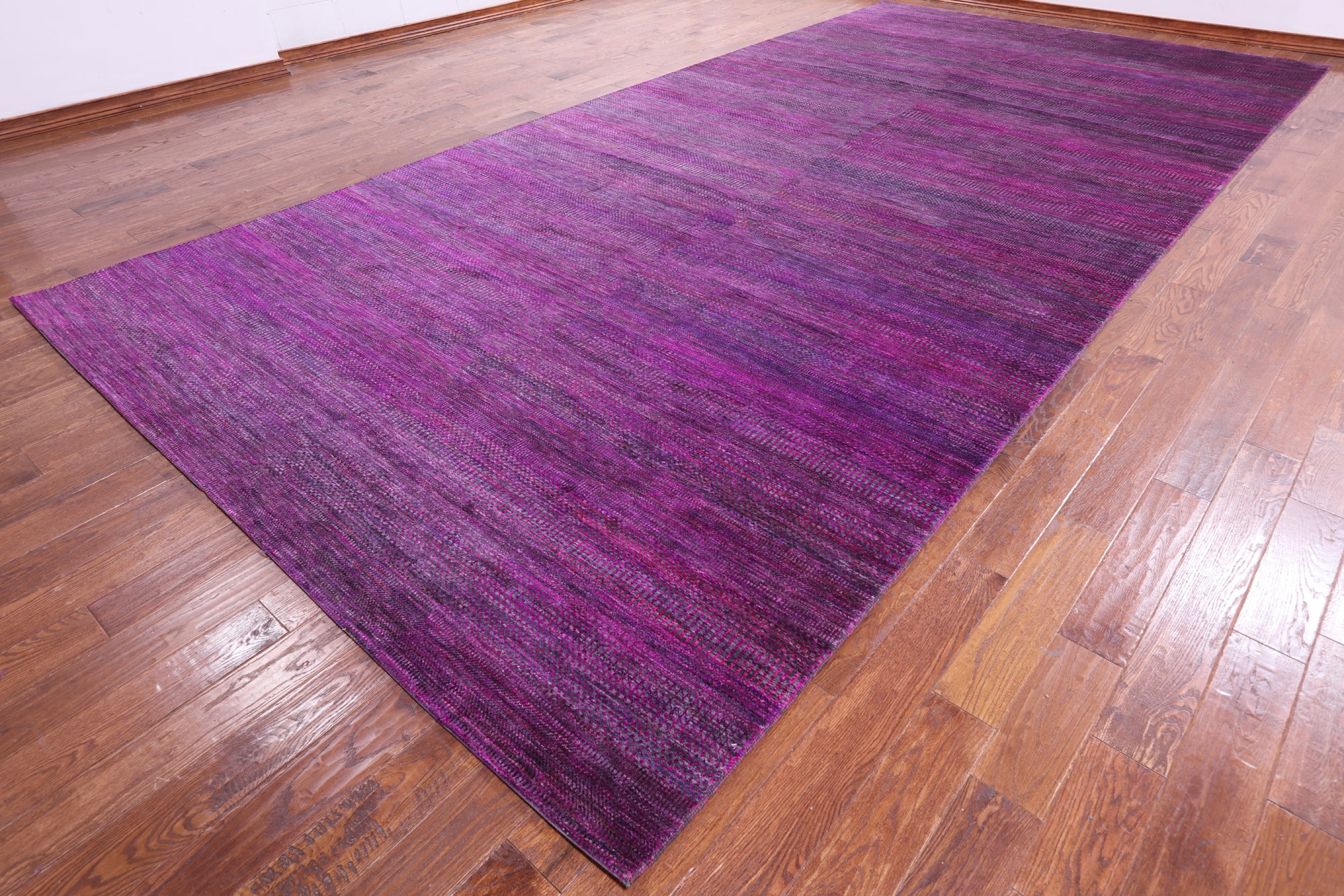 Purple Savannah Grass Hand Knotted Wool & Silk Rug - 8' 11" X 18' 3" - Golden Nile