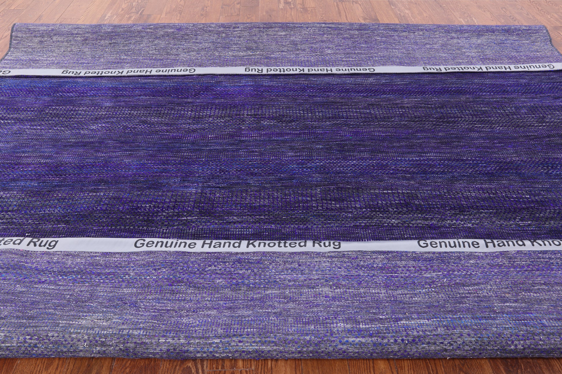 Purple Square Savannah Grass Handmade Wool & Silk Rug - 9' 9" X 10' 0" - Golden Nile