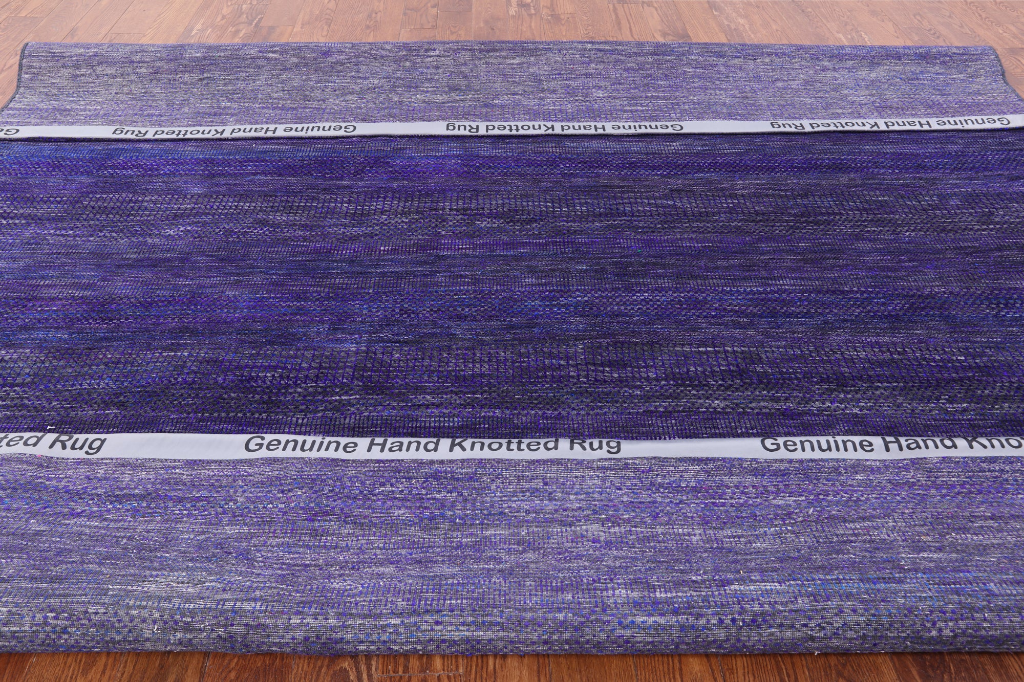 Purple Square Savannah Grass Handmade Wool & Silk Rug - 9' 9" X 10' 0" - Golden Nile