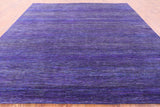 Purple Square Savannah Grass Handmade Wool & Silk Rug - 9' 9" X 10' 0" - Golden Nile