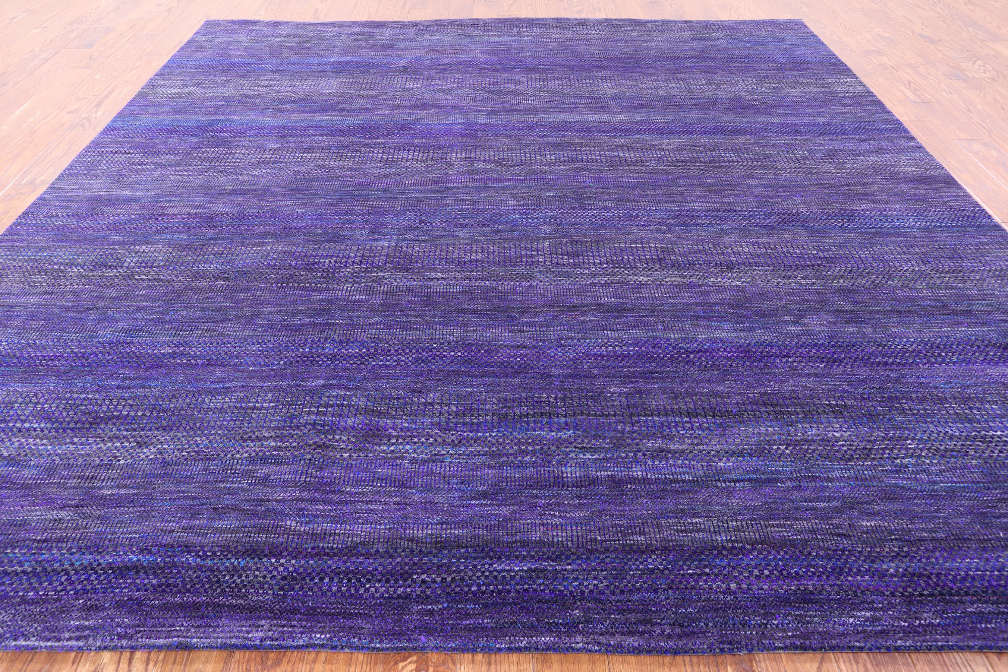 Purple Square Savannah Grass Handmade Wool & Silk Rug - 9' 9" X 10' 0" - Golden Nile