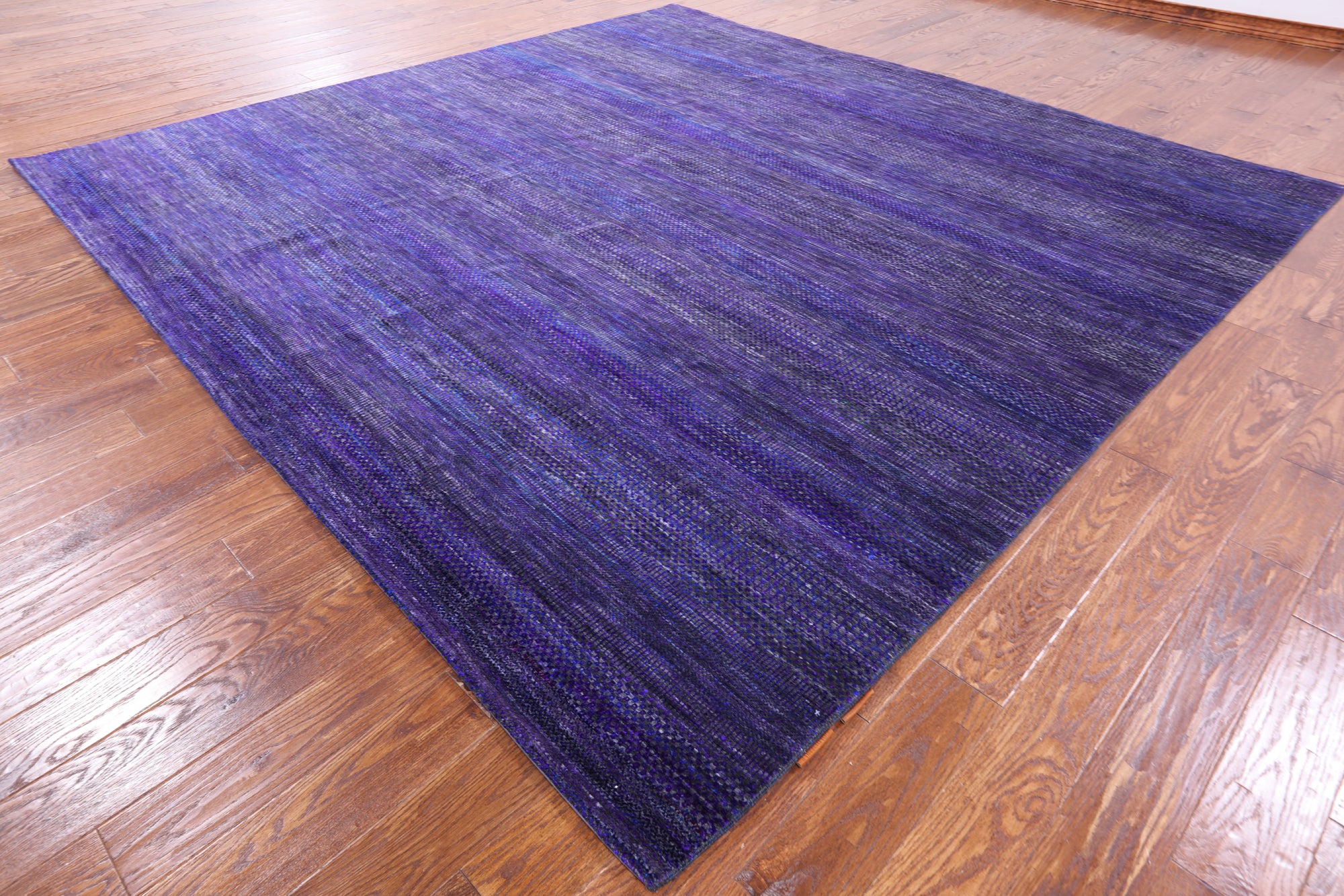 Purple Square Savannah Grass Handmade Wool & Silk Rug - 9' 9" X 10' 0" - Golden Nile
