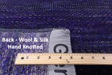 Purple Square Savannah Grass Handmade Wool & Silk Rug - 9' 9" X 10' 0" - Golden Nile