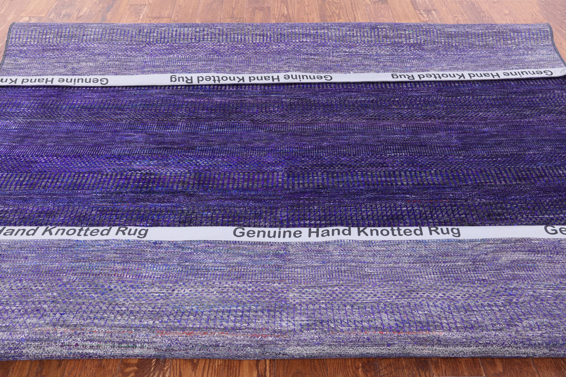 Purple Square Savannah Grass Hand Knotted Wool & Silk Rug - 8' 0" X 8' 2" - Golden Nile
