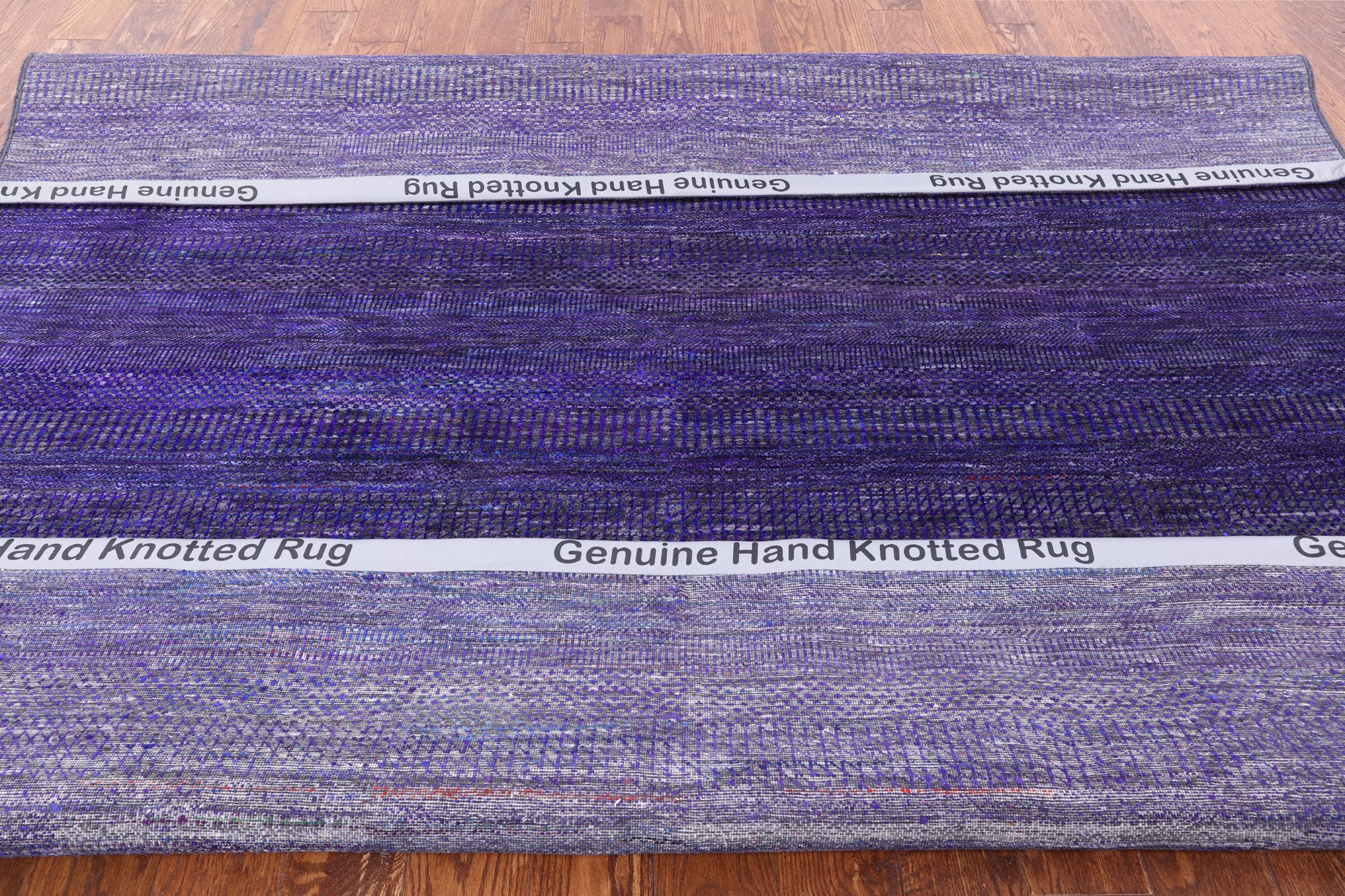 Purple Square Savannah Grass Hand Knotted Wool & Silk Rug - 8' 0" X 8' 2" - Golden Nile