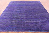 Purple Square Savannah Grass Hand Knotted Wool & Silk Rug - 8' 0" X 8' 2" - Golden Nile