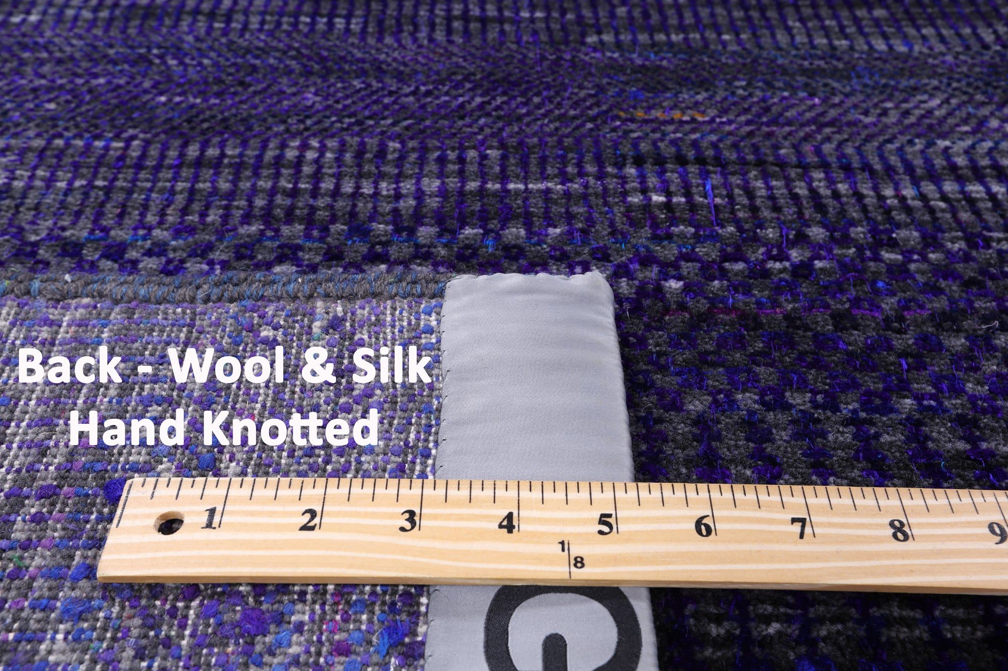 Purple Square Savannah Grass Hand Knotted Wool & Silk Rug - 8' 0" X 8' 2" - Golden Nile