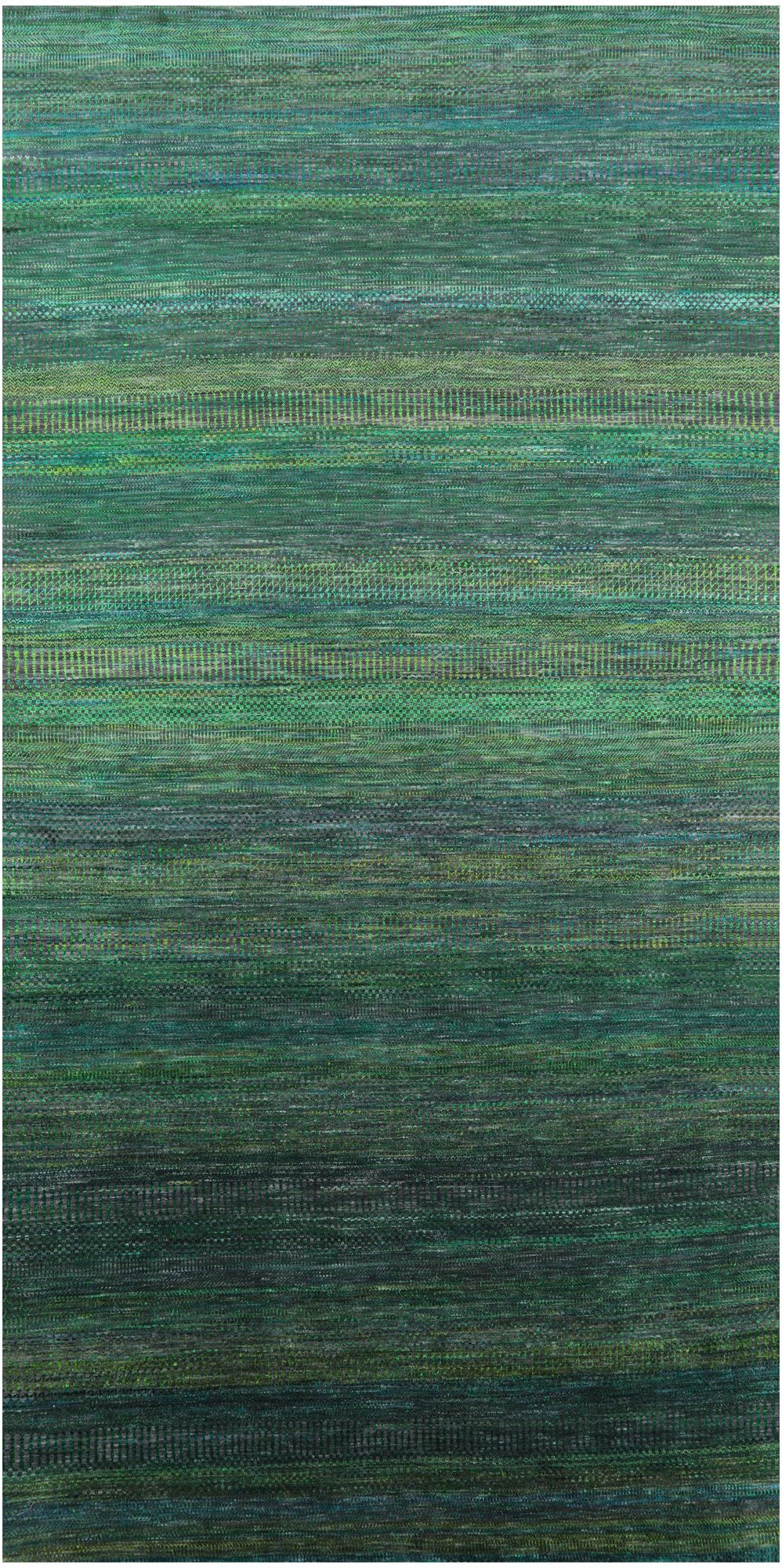 Green Savannah Grass Handmade Wool & Silk Rug - 5' 10" X 12' 0" - Golden Nile