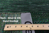 Green Savannah Grass Handmade Wool & Silk Rug - 5' 10" X 12' 0" - Golden Nile