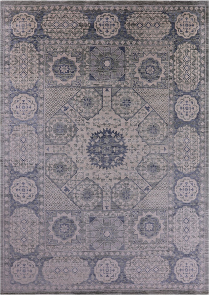 Geometric Persian Mamluk Hand Knotted Wool Rug - 10' 1" X 13' 10" - Golden Nile