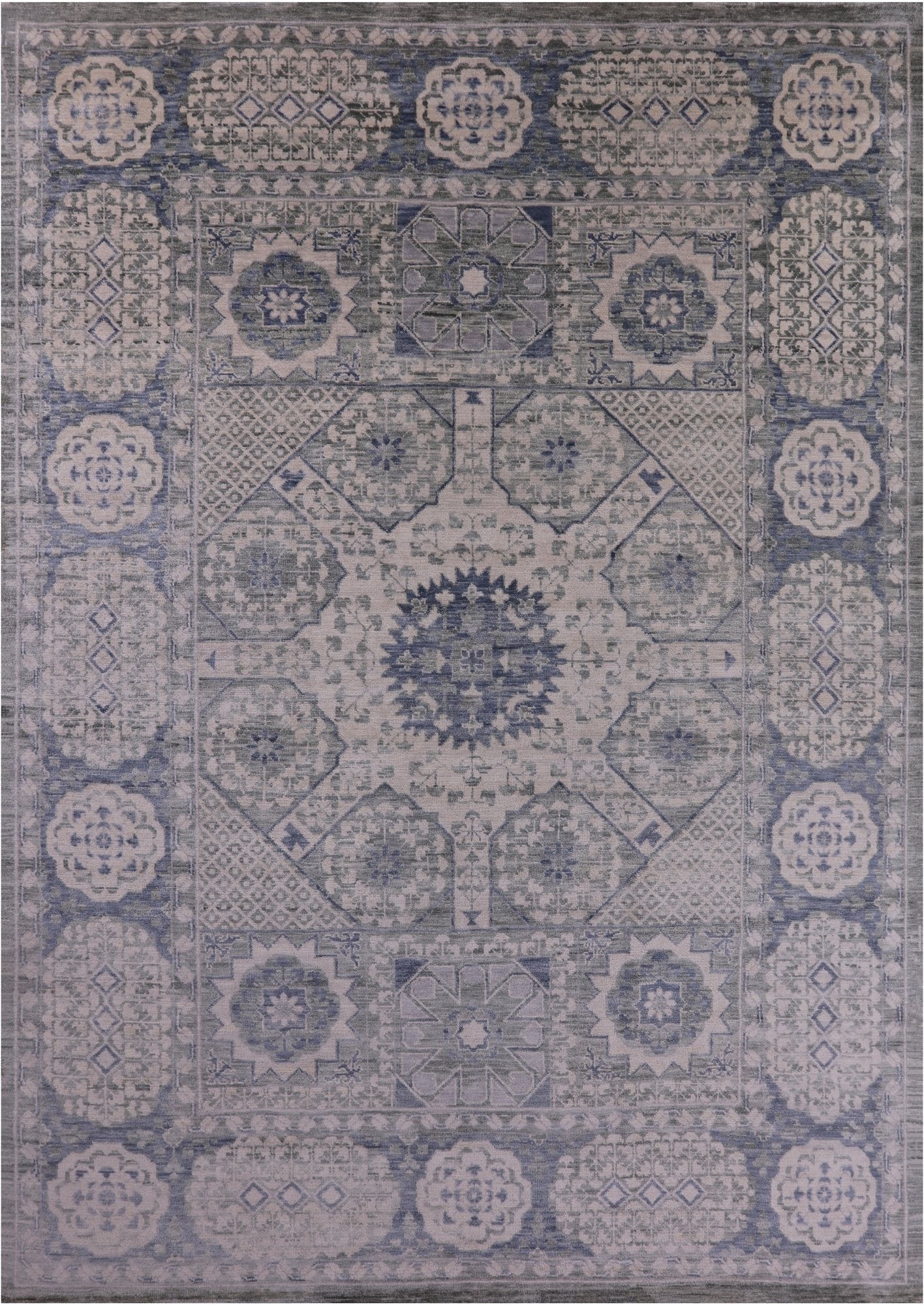 Geometric Persian Mamluk Hand Knotted Wool Rug - 10' 1" X 13' 10" - Golden Nile