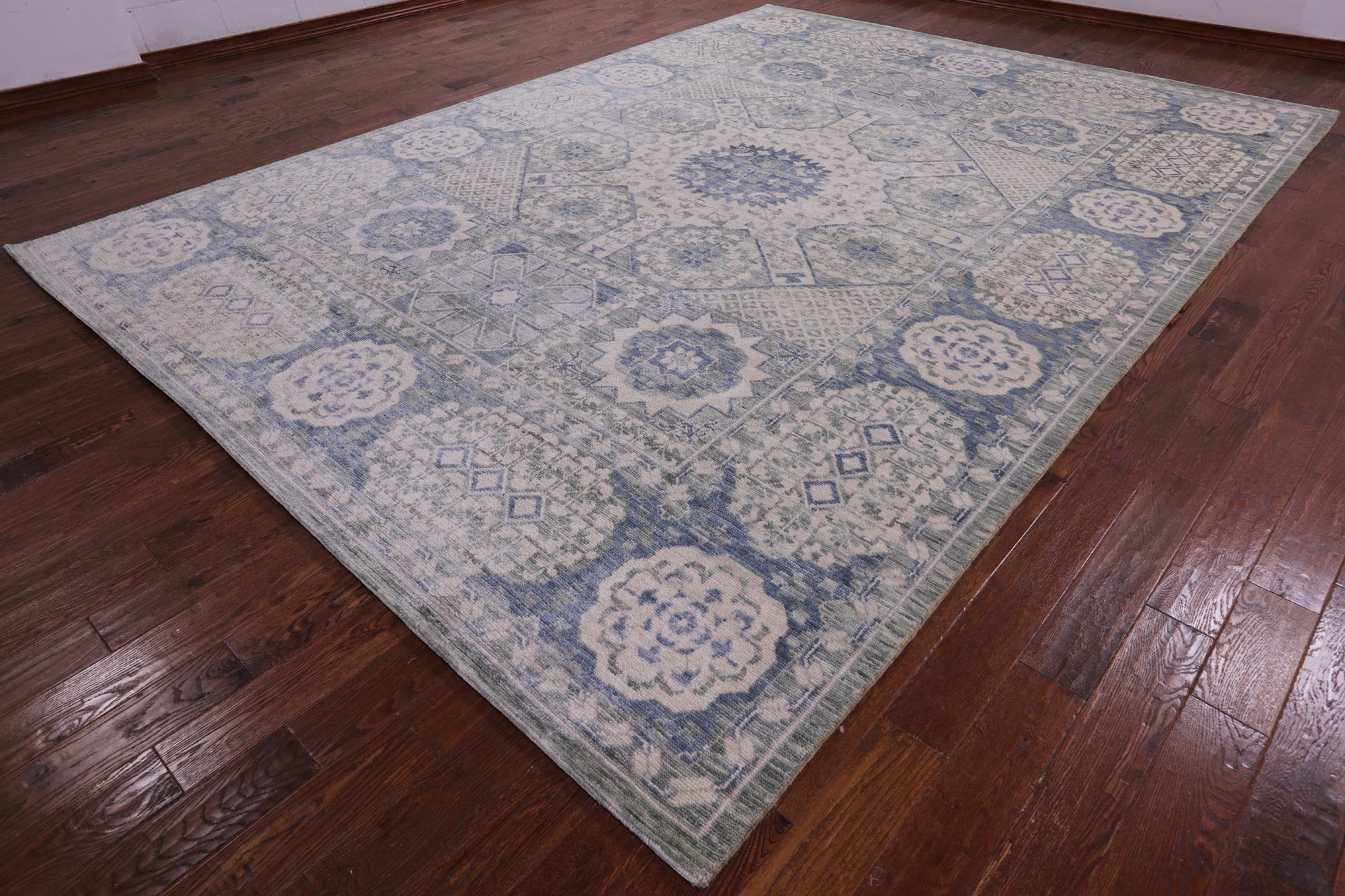 Geometric Persian Mamluk Hand Knotted Wool Rug - 10' 1" X 13' 10" - Golden Nile
