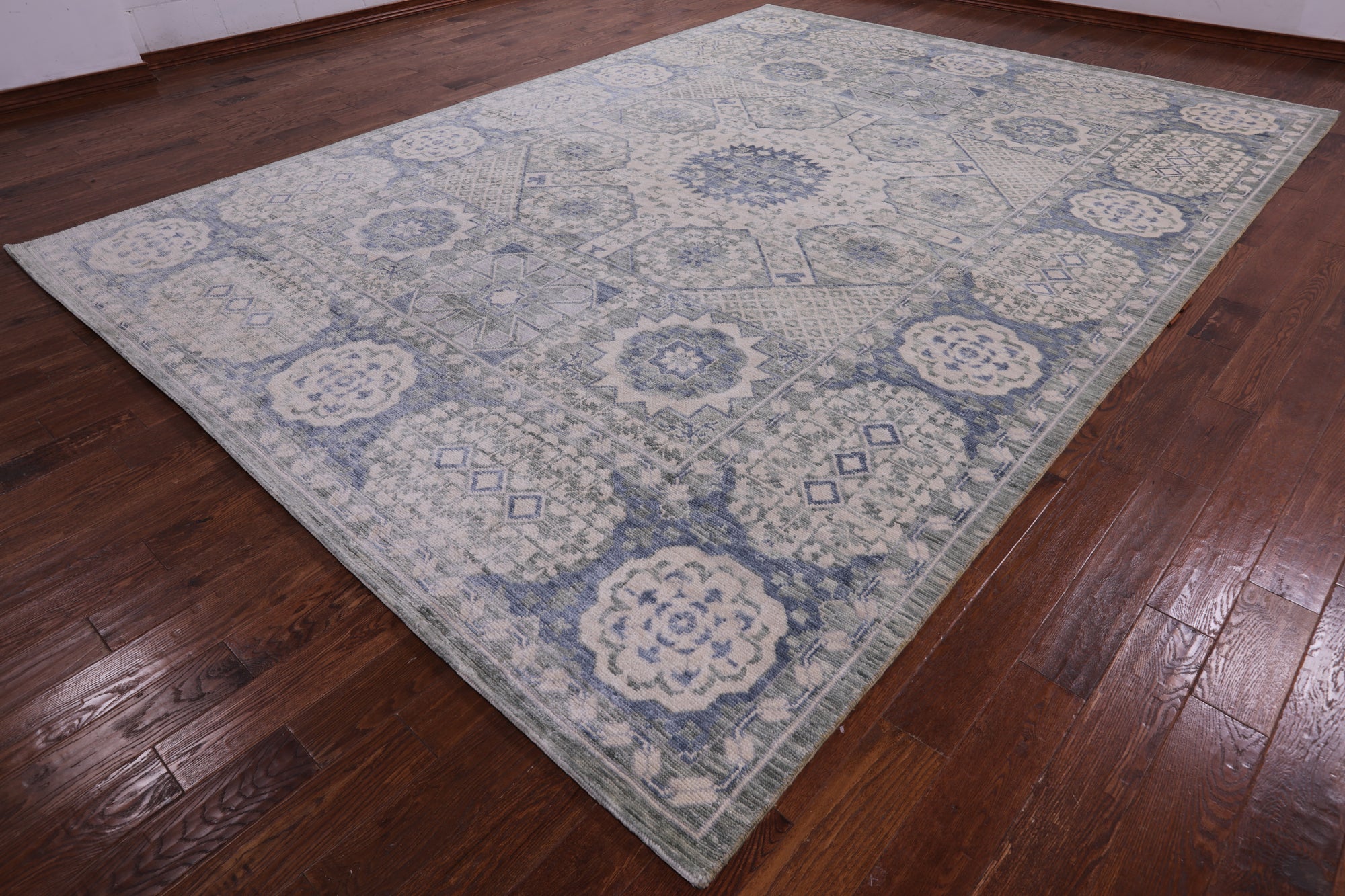 Geometric Persian Mamluk Hand Knotted Wool Rug - 10' 1" X 13' 10" - Golden Nile
