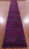 Purple Savannah Grass Hand Knotted Wool & Silk Rug - 2' 7" X 18' 1" - Golden Nile