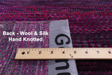 Purple Savannah Grass Hand Knotted Wool & Silk Rug - 2' 7" X 18' 1" - Golden Nile