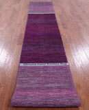 Purple Savannah Grass Hand Knotted Wool & Silk Rug - 2' 7" X 18' 1" - Golden Nile