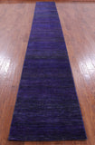 Purple Savannah Grass Hand Knotted Wool & Silk Runner Rug - 2' 6" X 18' 2" - Golden Nile