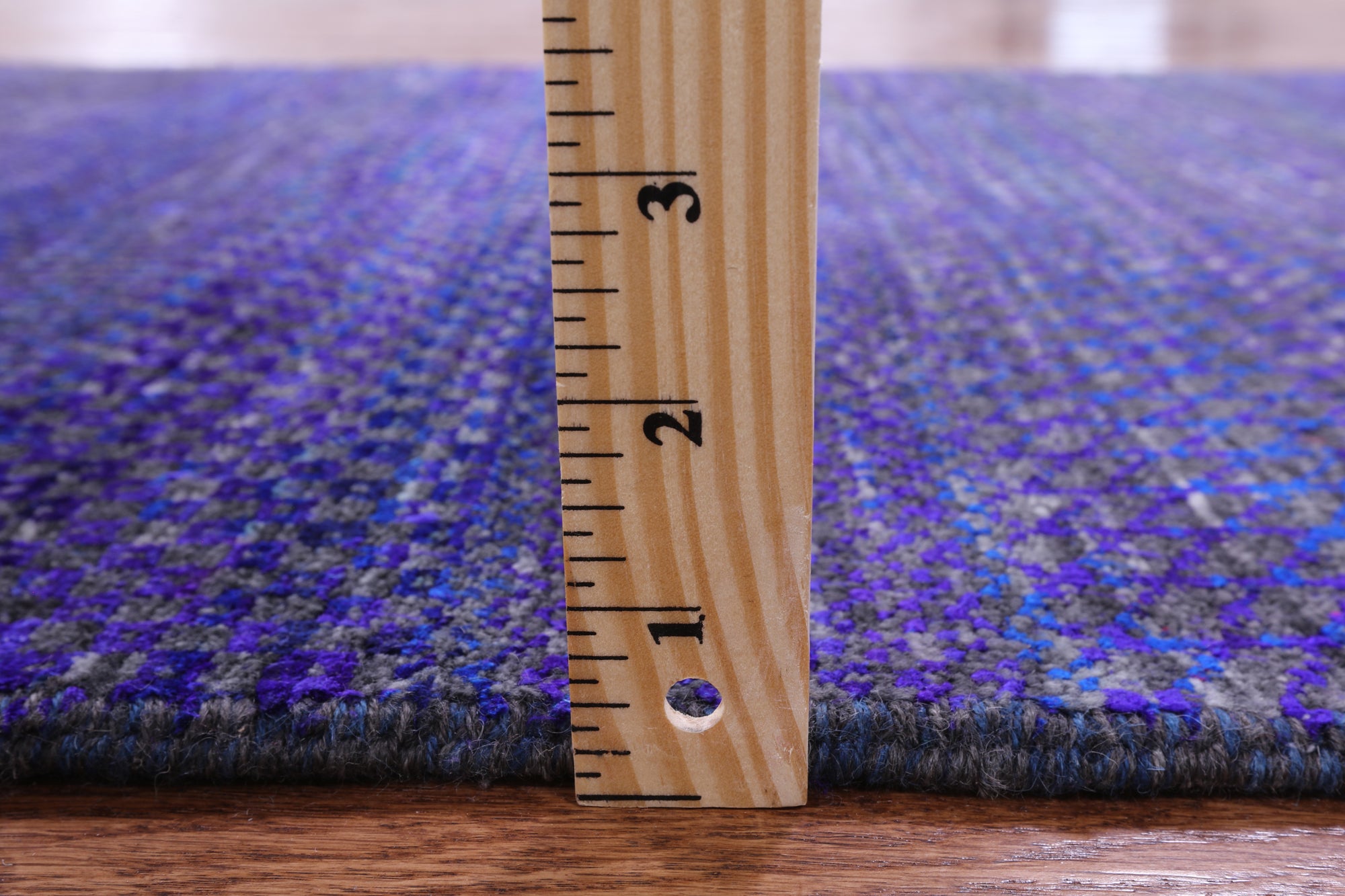Purple Savannah Grass Hand Knotted Wool & Silk Runner Rug - 2' 6" X 18' 2" - Golden Nile
