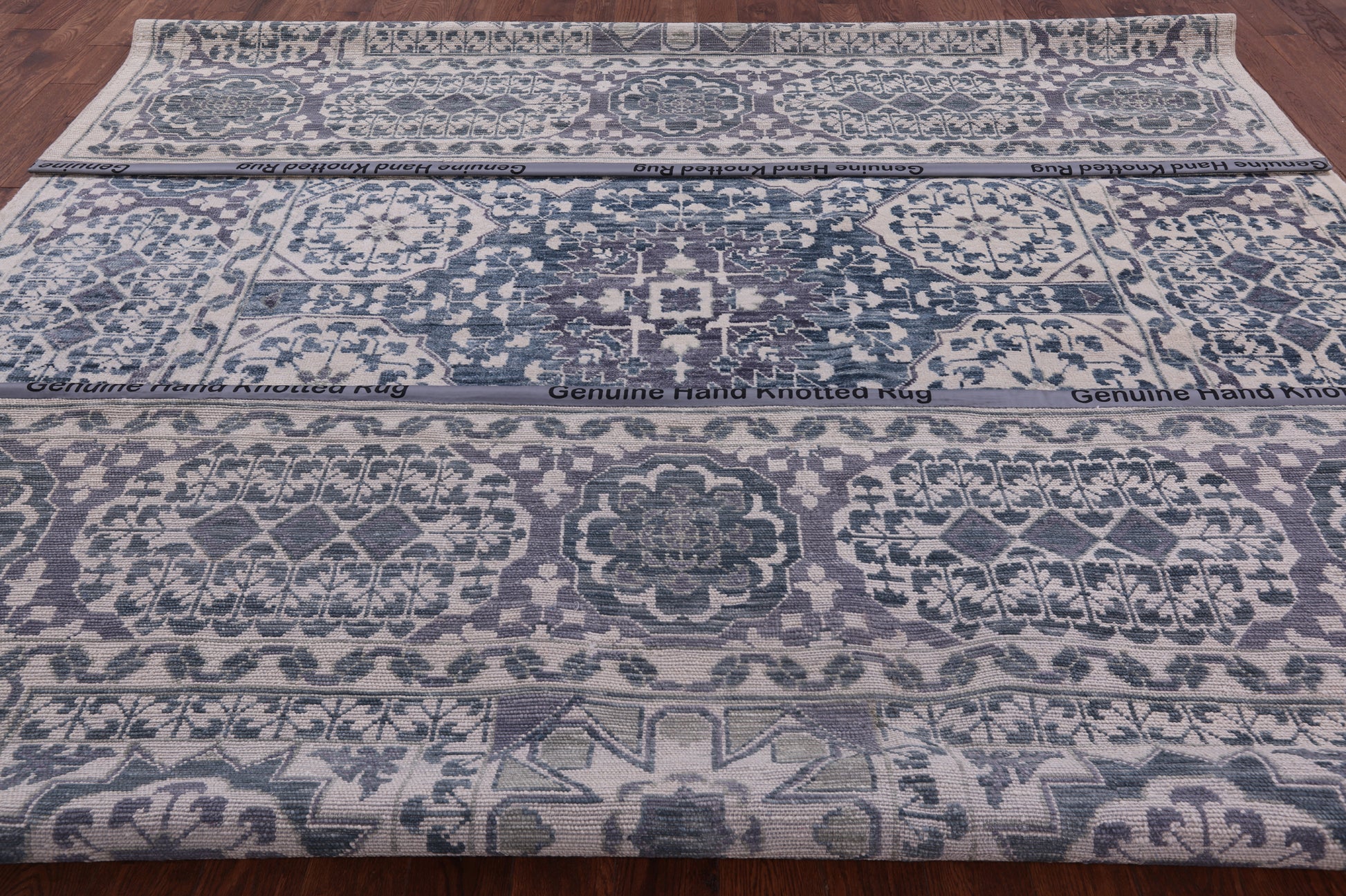 Ivory Geometric Persian Mamluk Hand Knotted Wool Rug - 10' 2" X 14' 0" - Golden Nile