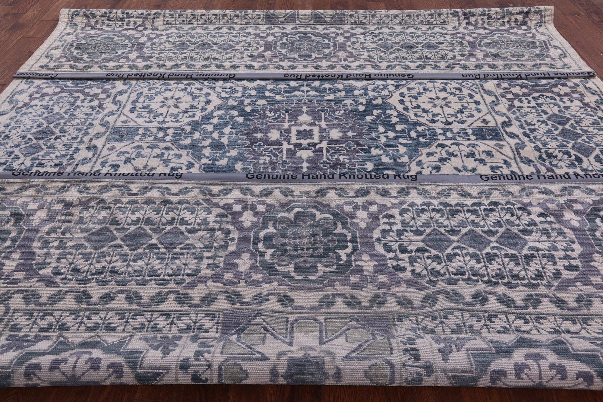 Ivory Geometric Persian Mamluk Hand Knotted Wool Rug - 10' 2" X 14' 0" - Golden Nile