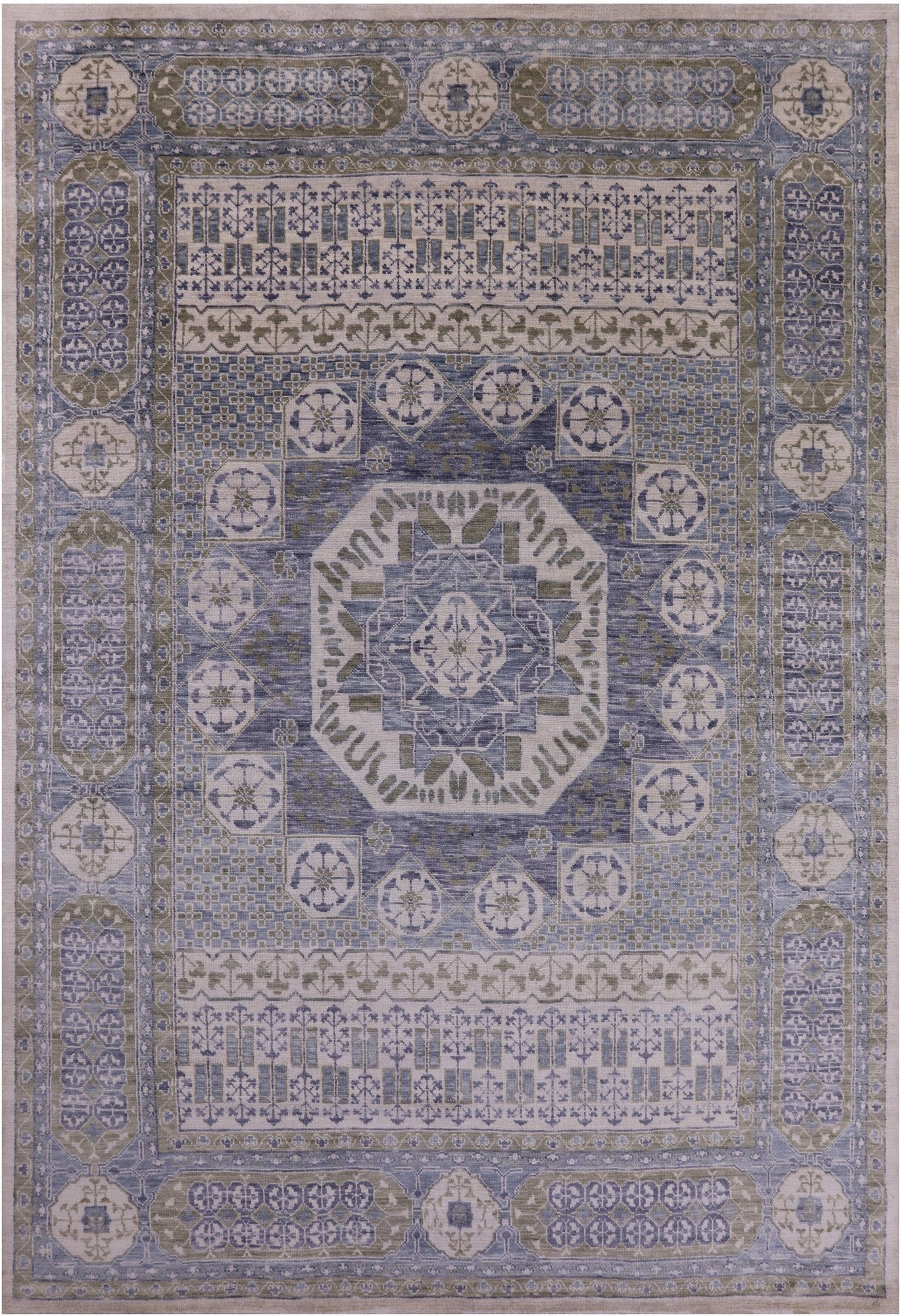 Geometric Persian Mamluk Hand Knotted Wool Rug - 10' 1" X 14' 1" - Golden Nile