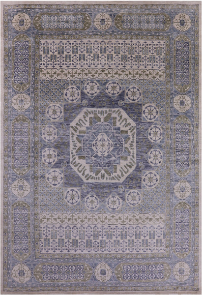 Geometric Persian Mamluk Hand Knotted Wool Rug - 10' 1" X 14' 1" - Golden Nile
