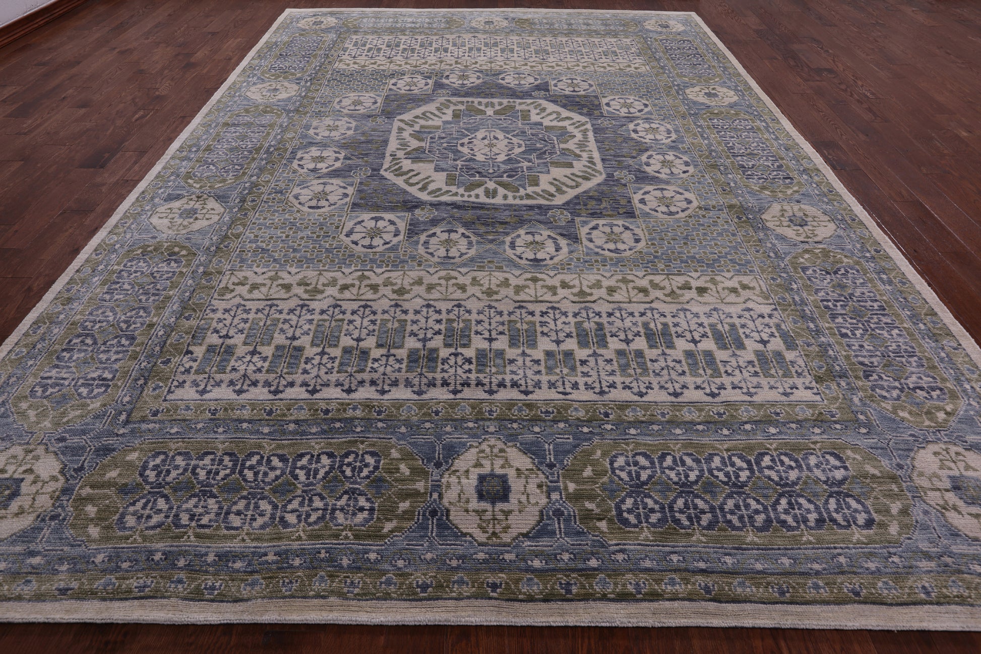 Geometric Persian Mamluk Hand Knotted Wool Rug - 10' 1" X 14' 1" - Golden Nile