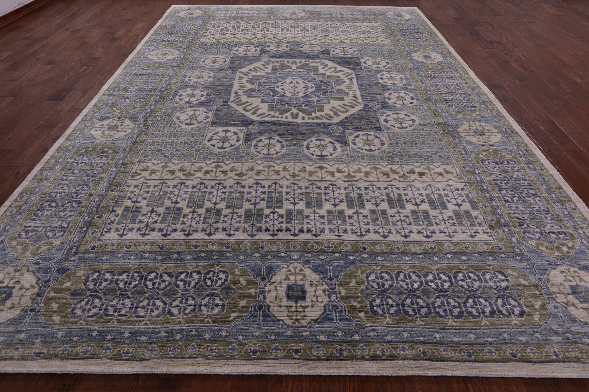 Geometric Persian Mamluk Hand Knotted Wool Rug - 10' 1" X 14' 1" - Golden Nile