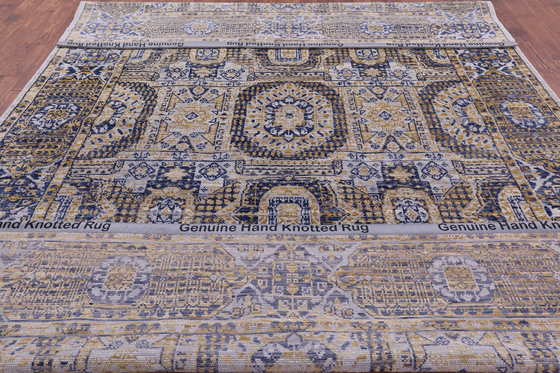 Geometric Persian Mamluk Hand Knotted Wool Rug - 8' 11" X 12' 1" - Golden Nile