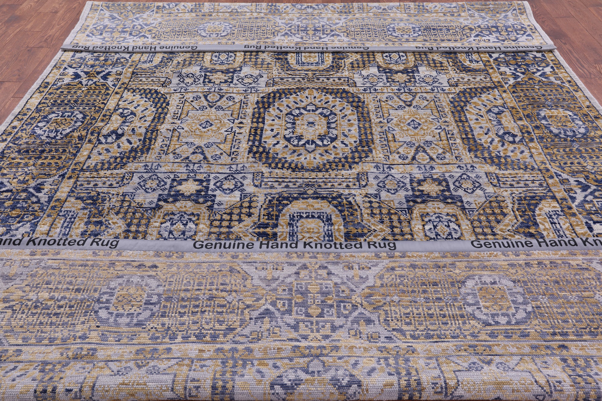 Geometric Persian Mamluk Hand Knotted Wool Rug - 8' 11" X 12' 1" - Golden Nile