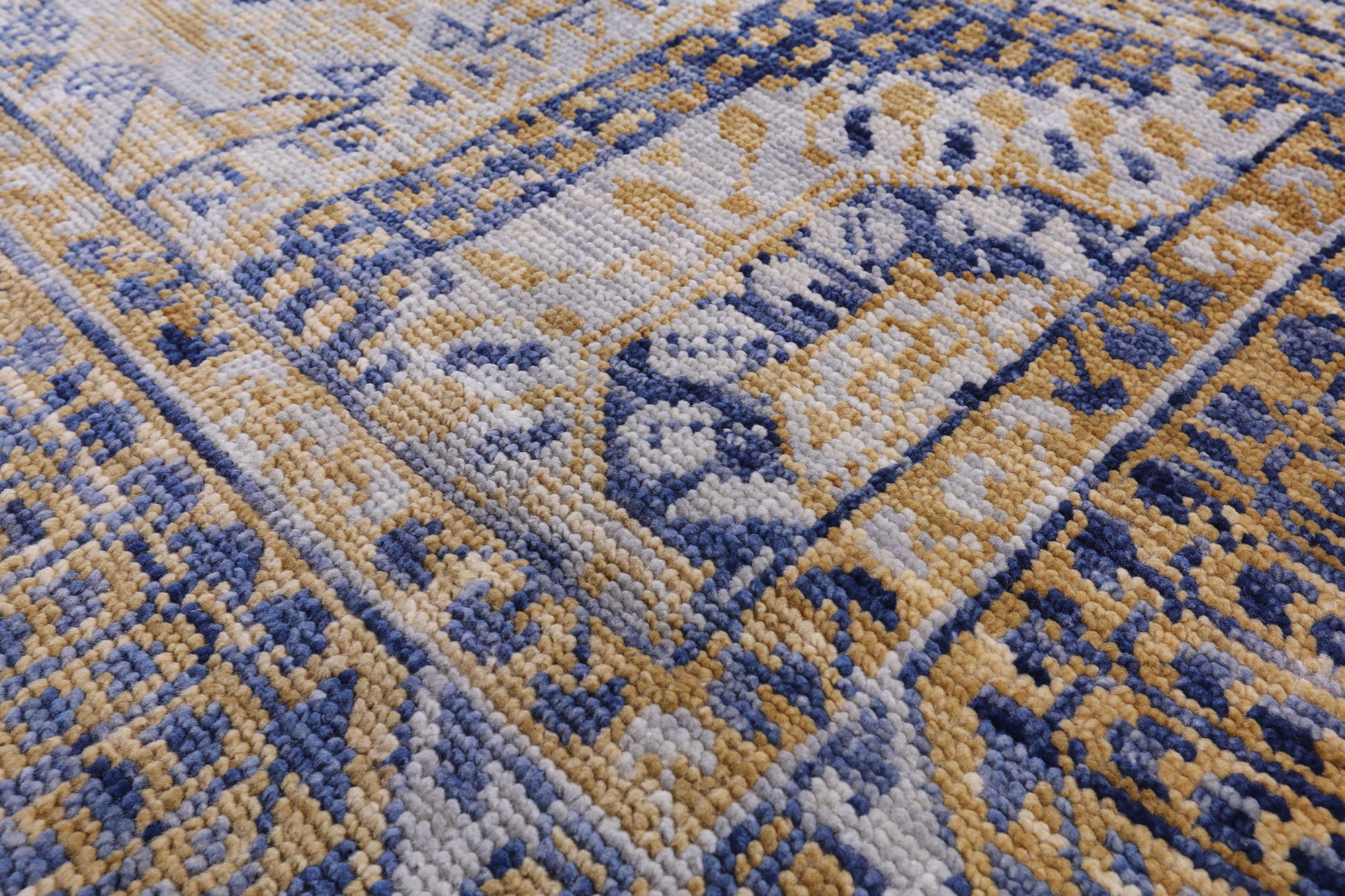 Geometric Persian Mamluk Hand Knotted Wool Rug - 8' 11" X 12' 1" - Golden Nile