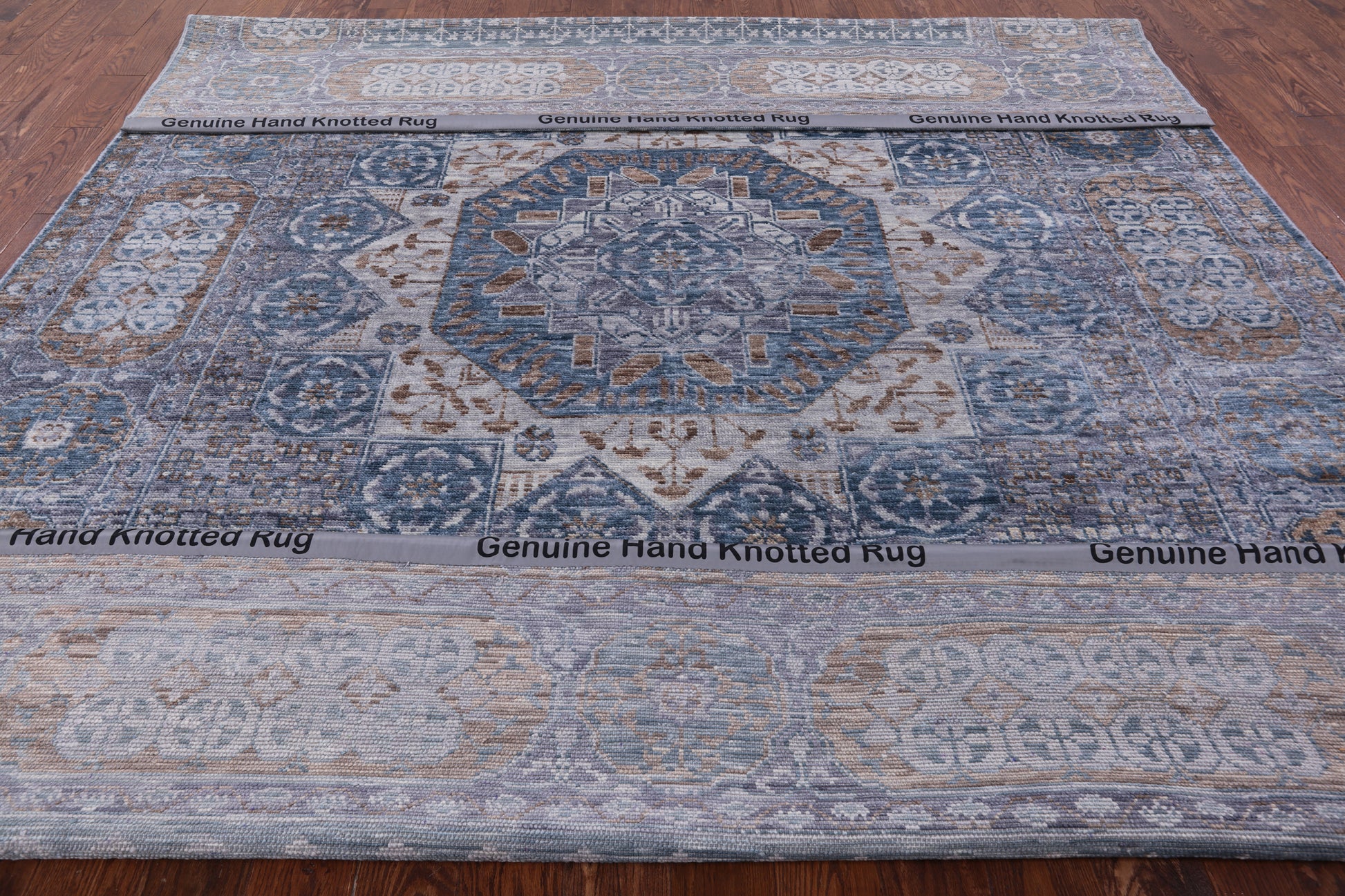 Geometric Persian Mamluk Hand Knotted Wool Rug - 9' 1" X 11' 9" - Golden Nile
